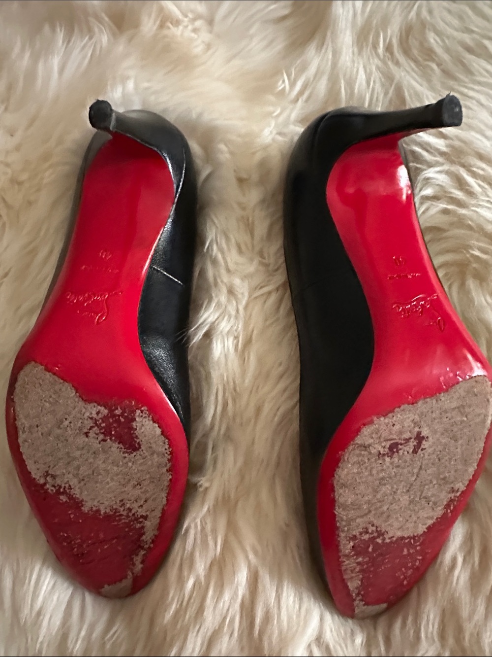 Christian Louboutin Black Leather Pumps with Red Soles